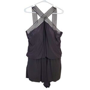 Aqua Green Black Plus Size 16 One Piece Swimsuit With Strappy Crisscross Front